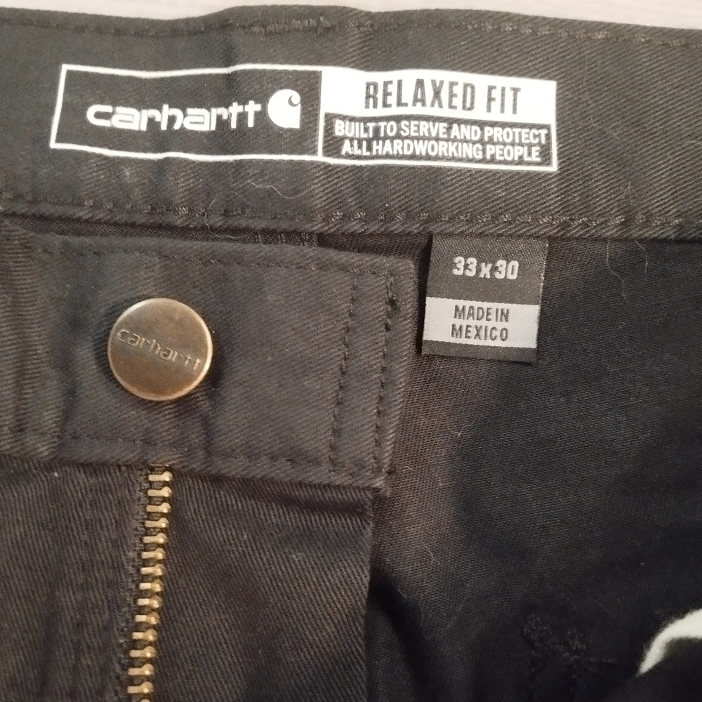 Carhartt Carpenter Pants Men's 33x30 Black B324 BLK Washed Duck Relaxed Fit Work - Picture 3 of 6